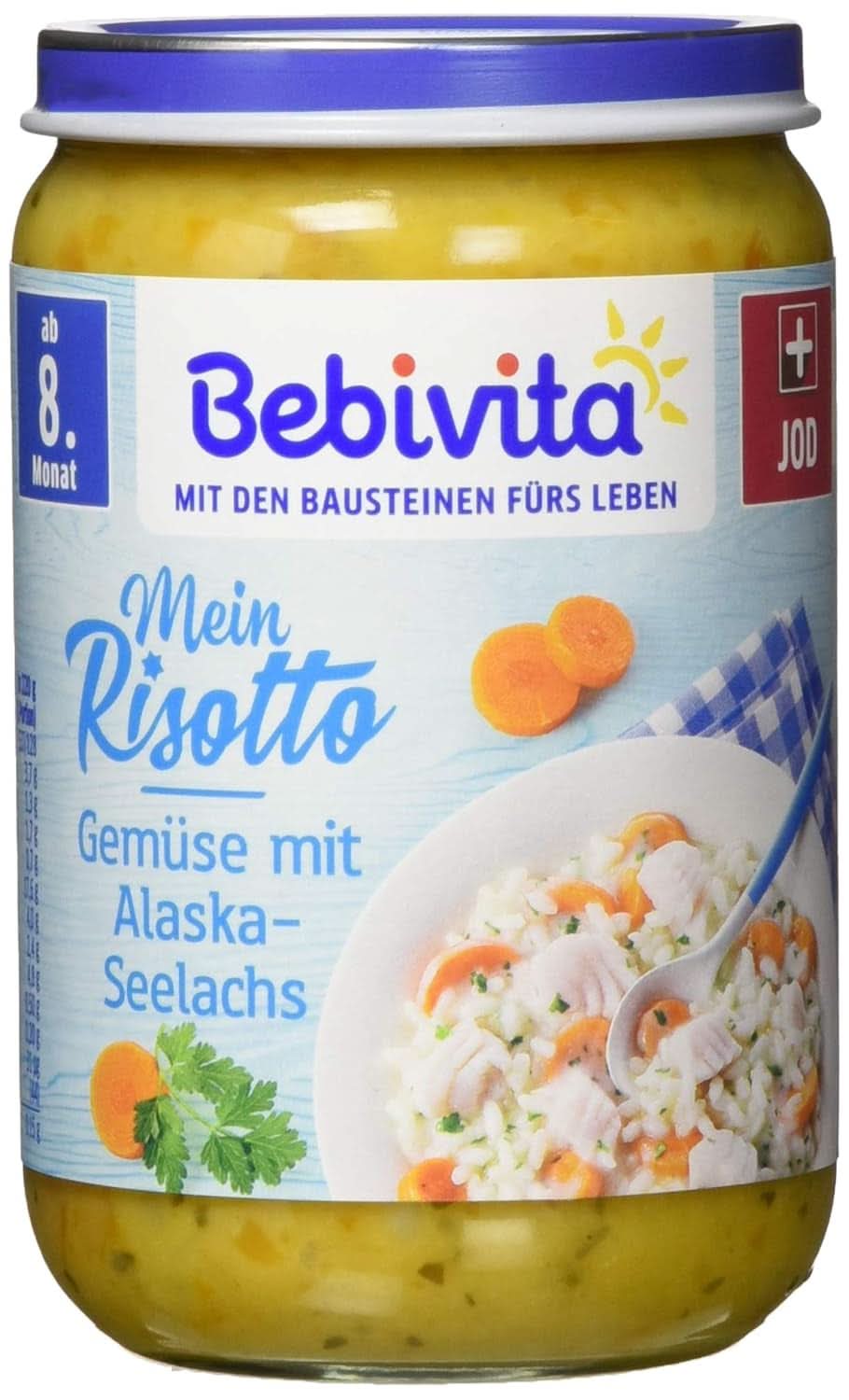 Menu Od 8 miesiąca Spaghetti Bolognese, opakowanie 6 sztuk (6 X 220 gramów), średnie Matka i Dziecko Naty Shop 6 x 220 gramów Risotto z warzywami i mintaja alaskańskiego