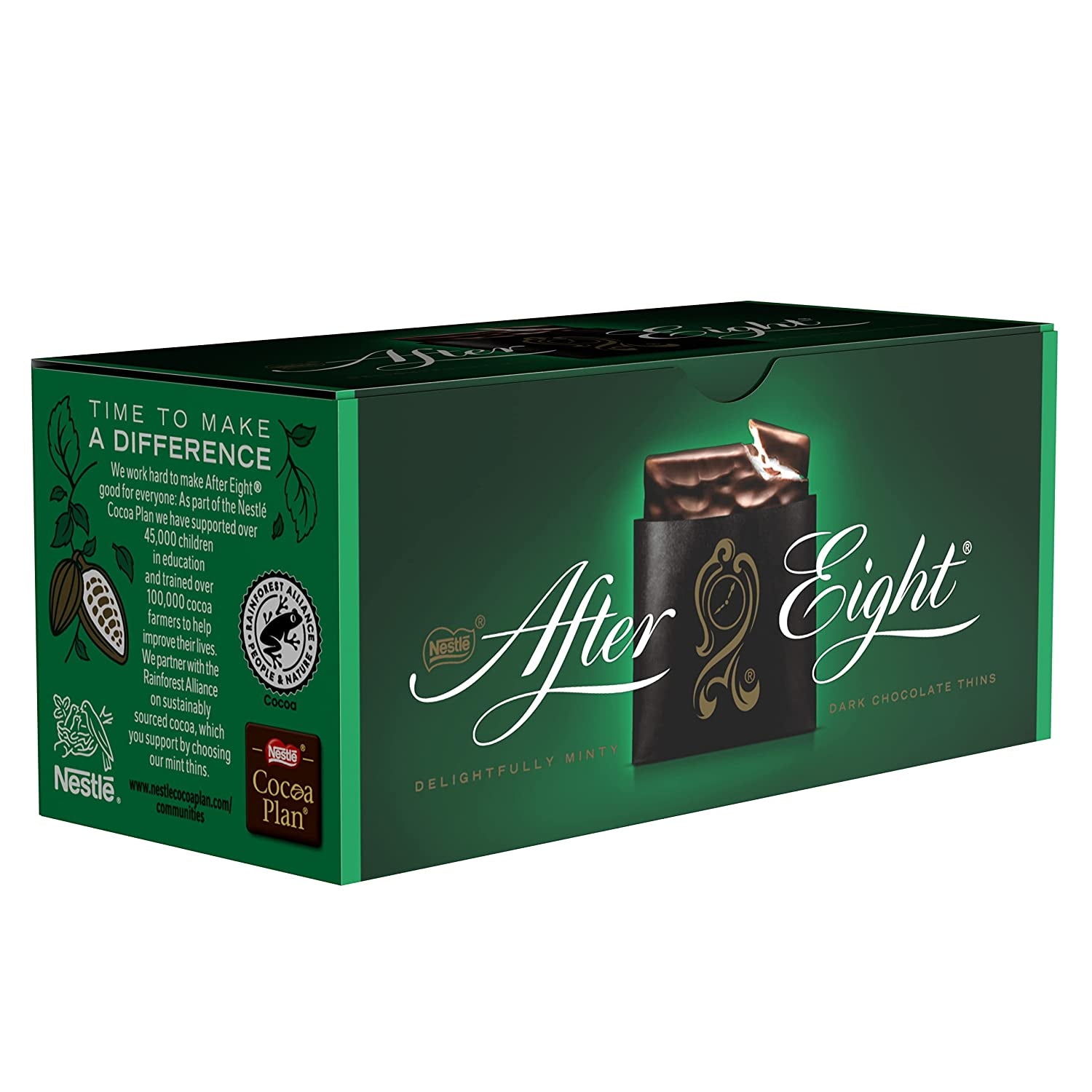 NESTLÉ AFTER EIGHT Cienkie kwadraty z ciemnej czekolady z nadzieniem miętowym dla koneserów Opakowanie 5 sztuk (1 x 200g)