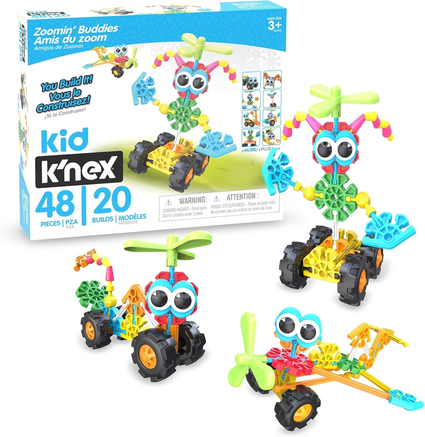 K'NEX Kid Zoomin' Buddies 20 Modell | Kinder-Bastelset mit 48 Teilen | Lernspielzeug für Kinder, lustiges und farbenfrohes Bauspielzeug für Jungen und Mädchen, Konstruktionsspielzeug ab 3 Jahren |
