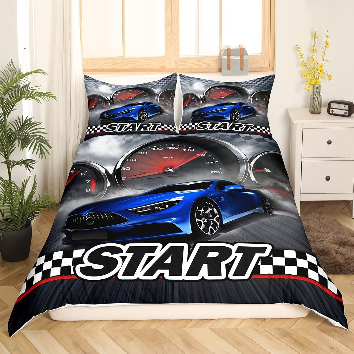 Zestaw Jungen Cartoon Auto Bedtuchen 135X200,Kinder Bau Fahrzeuge Tröster Abdeckung Für Kind Kleinkind Teens,Dinosaurier Bettbezug,Traktor Maschinerie Bagger Bettdecke Abdeckung,Lkw Autos Bedtuchen Naty Shop Multi 5 135*200+80*80*1