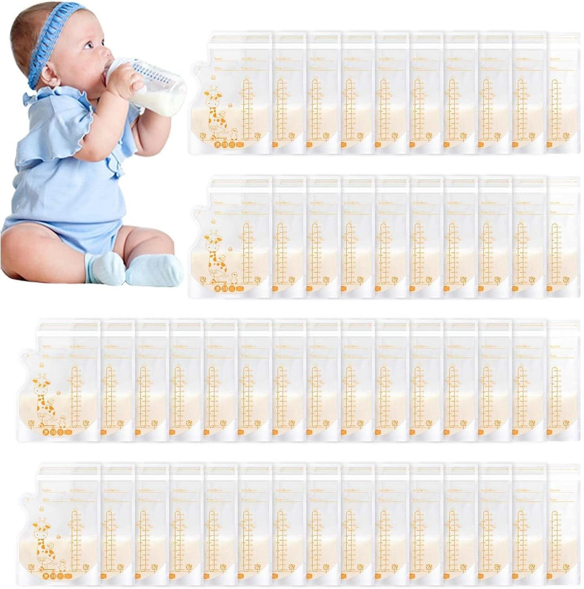 Vinabo 50 Stück Muttermilchbeutel, 250 ml torba do przechowywania mleka muttermilk niezawierającego Bpa, Milchbeutel Für Muttermilch Mit Ausgießer Für Das Stillen, Selbststehender, Kann Eingefroren Werden, Vorsterilisiert Akcesoria Żywność i karmienie piersią Baby Naty Shop