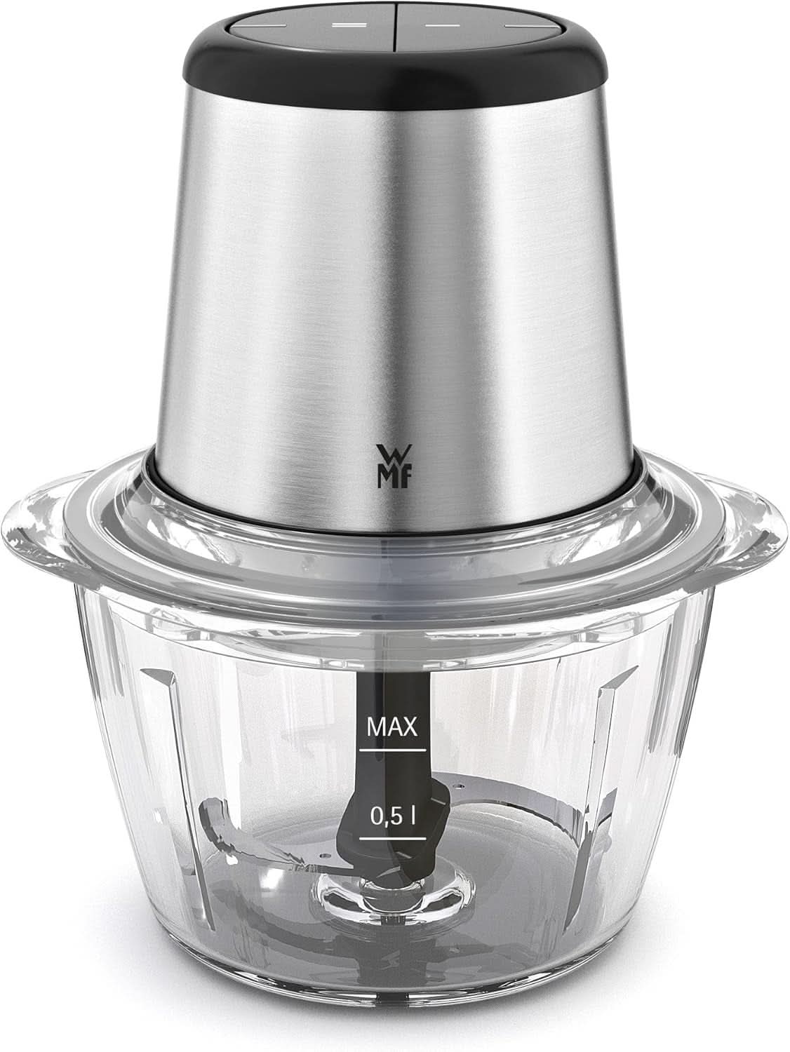 WMF Kult X Edition Zerkleinerer Elektrisch Mit Glasbehälter, Blitzhacker 320 W, 2 Geschwindigkeitsstufen, Großer Mixbehälter, Cromargan Matt Bucatarie Naty Shop