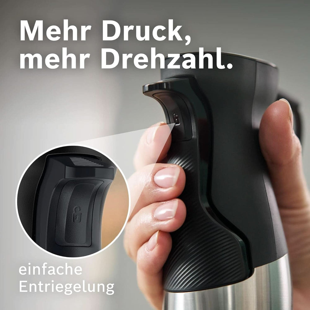 Bosch Stabmixer Ergomaster Serie 6 MSM6M673, 10 Jahre Motorgarantie, Edelstahl-Klingen, Verschleißfreie Keramik-Kupplung, Luftkühlung, Zerkleinerer, Kartoffelstampfer, Schneebesen, 1000 W Kitchen Naty Shop