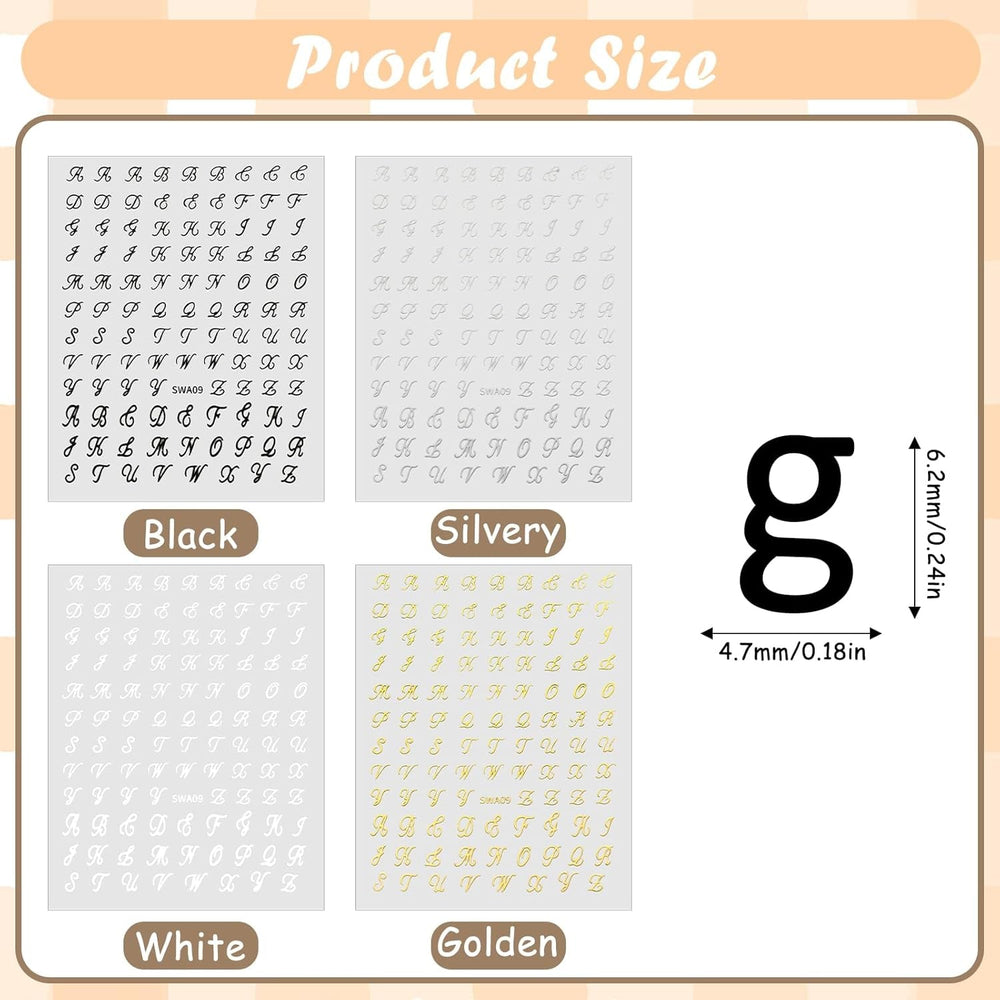 Nagelsticker Buchstaben 8 Blatt Nail Buchstaben Sticker Nagelsticker Glitzer Buchstabe Art Sticker Selbstklebend Nagelaufkleber Englisches Alphabet Dekoration Nageldesign Zubehör