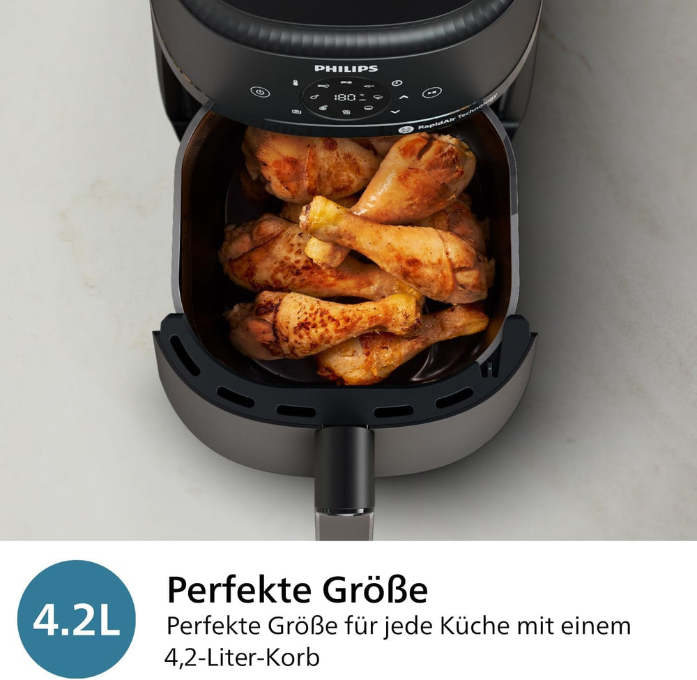 Philips Airfryer seria 2000 4,2 l - Cyfrowy ekran dotykowy, 13 opcji gotowania, 9 zaprogramowanych funkcji, Do 90% mniej tłuszczu dzięki technologii Rapidair, moc 1500 W Sprzęt AGD Naty Shop