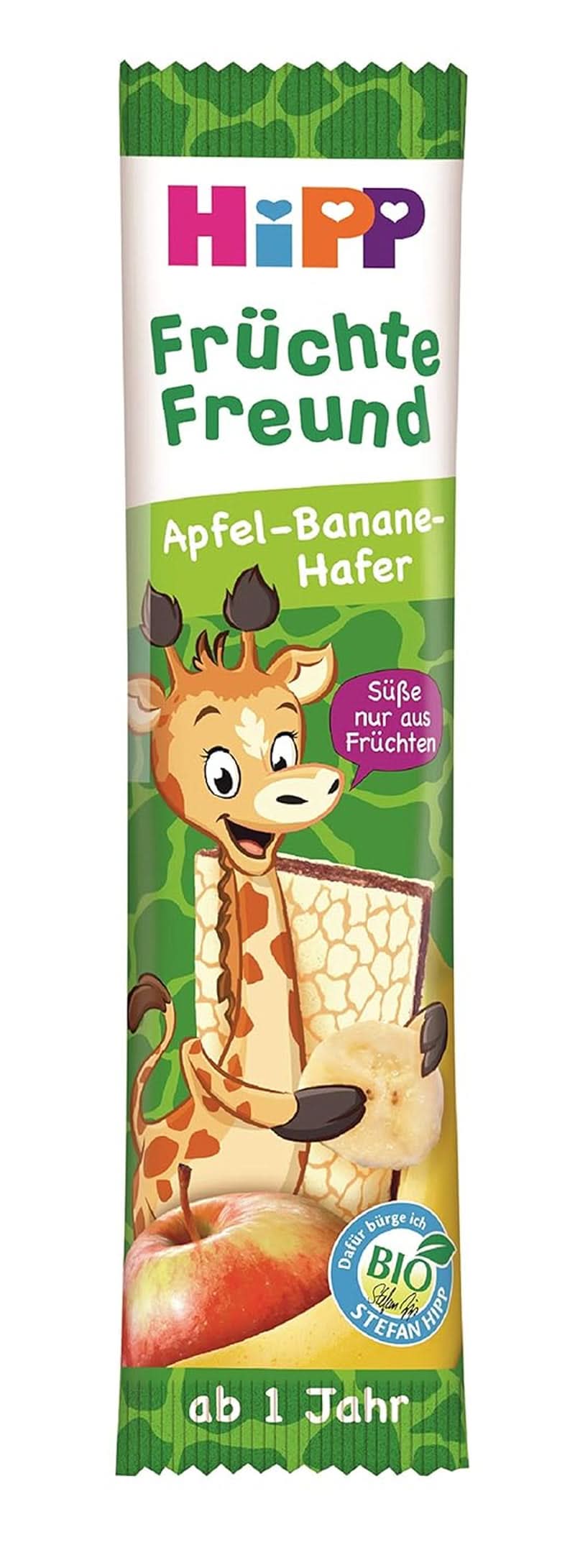 Baton organiczny Hipp Fruit-Friend Leopard, jogurt-wiśnie w puree bananowym, 22 x 23g Matka i Dziecko Naty Shop 22 x 23 gramy Jabłko-banan-owies