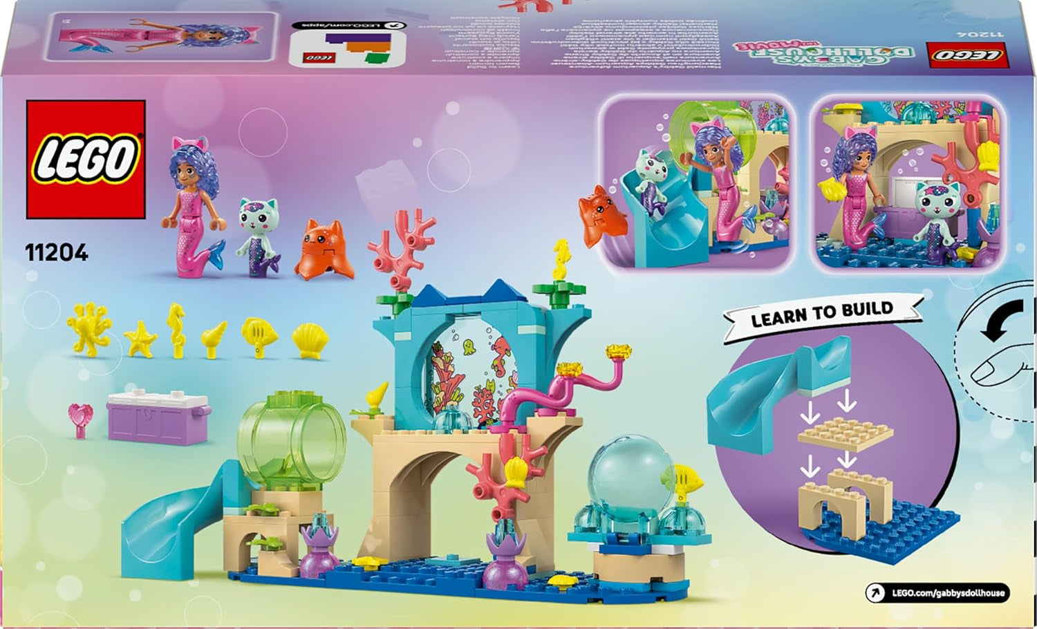 LEGO Gabby's Dollhouse Mermaid Gabby's Aquarium Adventure Toy - incl. a Gabby Mini Doll & Mercat Figure, Plus Fun Accessories - Gift for 4+ Year Old Girls & Movie Fans - 11204