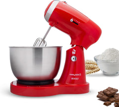 SS-14506 Küchenmaschine, Mixer Und Mixer 3-In-1 Mit Drehschüssel, Stäbchen Und Haken Zum Kneten Aus Edelstahl, 5 Geschwindigkeiten, 3,2 Liter (Rot) Matka i dziecko Naty Shop
