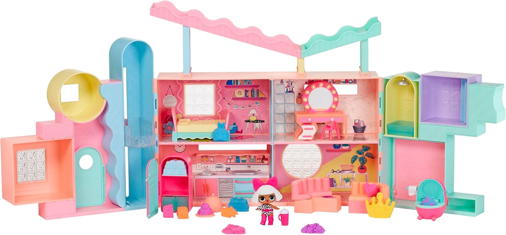 LOL Surprise! Casă Magică cu Nisip Squish și Păpușă Colecționabilă Diva - Set de Joacă cu Păpușă Colecționabilă, Nisip Squish, Surprize și Accesorii - Ideal pentru Fete cu Vârsta de 4 Ani și Peste