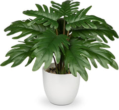 Hollyone Kunstpflanze Klein, 28 Cm Philodendron Pflanze Künstlich Mit Topf, Kunstpflanzen Wie Echt, Gefälschte Pflanze Für Badezimmer Deko Wohnzimmer Schlafzimmer Tischdeko