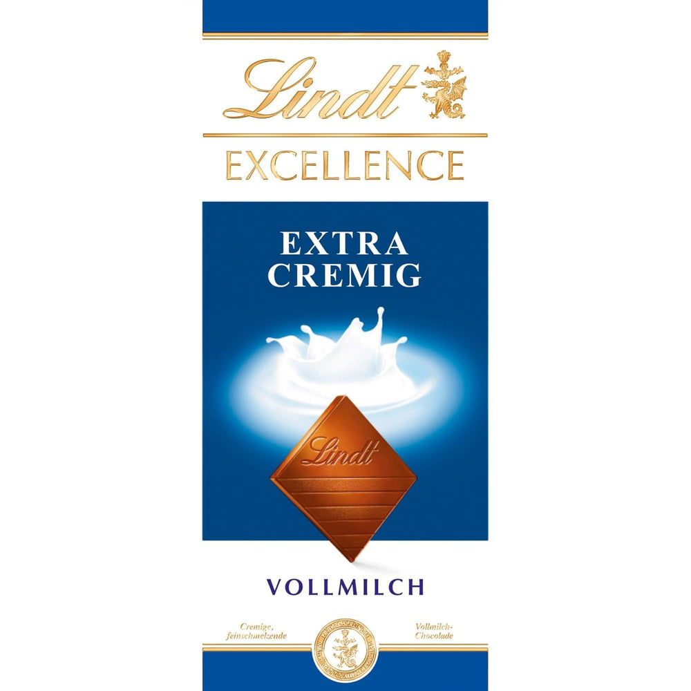 Lindt EXCELLENCE Ekstra kremowa czekolada mleczna | Batonik 100g | Wyśmienita, mleczna czekolada premium o kremowym, mlecznym smaku | Intensywny i trwały aromat | Czekoladowy prezent