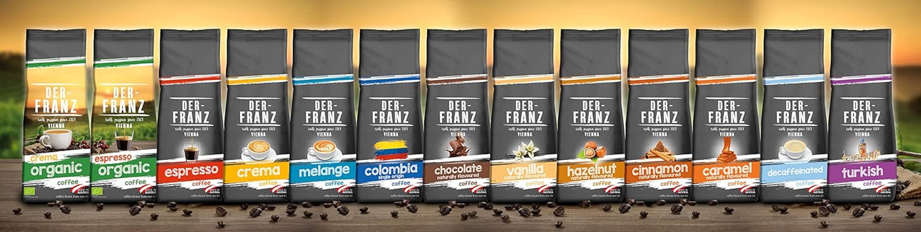 Der-Franz Espresso Kaffee, Intensität 5/5, Arabica und Robusta, ganze Bohne, 3 x 500 g