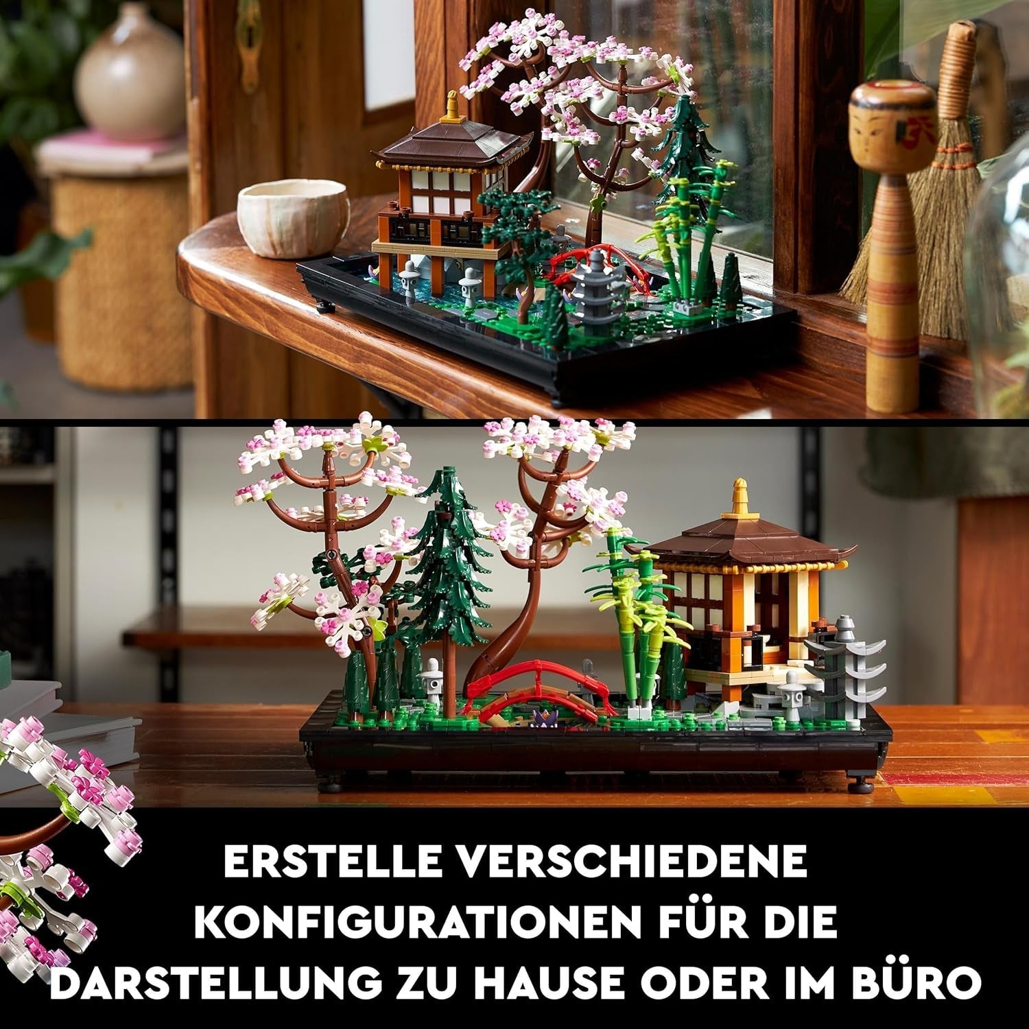LEGO Icons Garten der Stille - Modell zum Bauen und Ausstellen - Japanische Oase mit Pavillon, Brücke, Koi-Karpfen, Lotusblumen, Bäumen - DIY Deko - Geschenk für Frauen und Männer - 10315