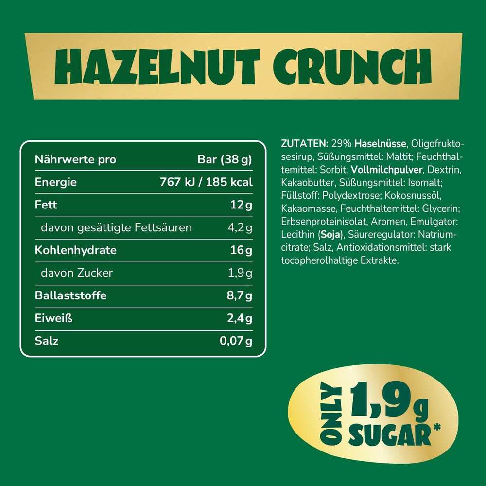 Batoane de ciocolată cu caramel și alune de pădure ahead | 12 batoane de ciocolată x 35 g fără zahăr adăugat | 1,9 g zahăr per baton | Aromă crocantă de alune de pădure și caramel | Dulciuri cu conținut scăzut de carbohidrați | Fără ulei de palmier