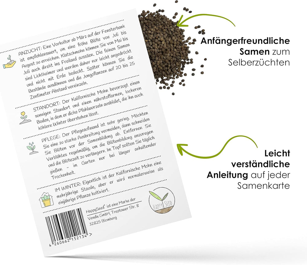 California Poppy Seed Mix (Eschscholzia californica) - Piękne kwitnące maki o długim okresie kwitnienia na kolorową łąkę kwietną (California Poppy)