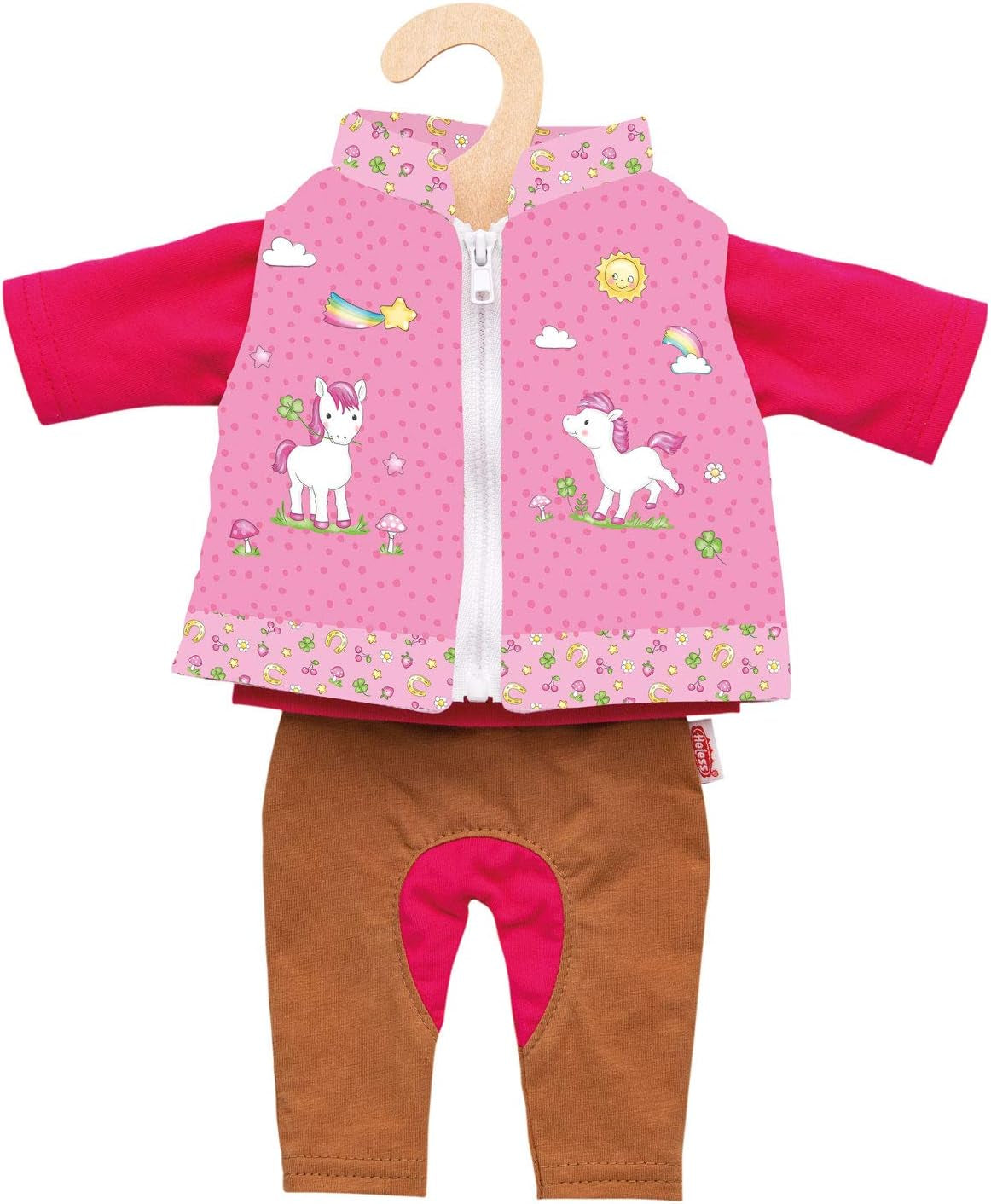 Heless 1070 - Bekleidungs-Set für Puppen, Reiter-Outfit Lina, 3 teilig mit Hose, Shirt und Veste, Größe 28 - 35 cm