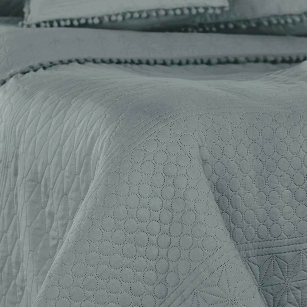 Ameliahome Narzuta z pomponami 220X240 cm Dwustronna narzuta Pikowanie ultradźwiękowe Poliester Meadore Grey Łóżka i koce Besuche den AmeliaHome-Store