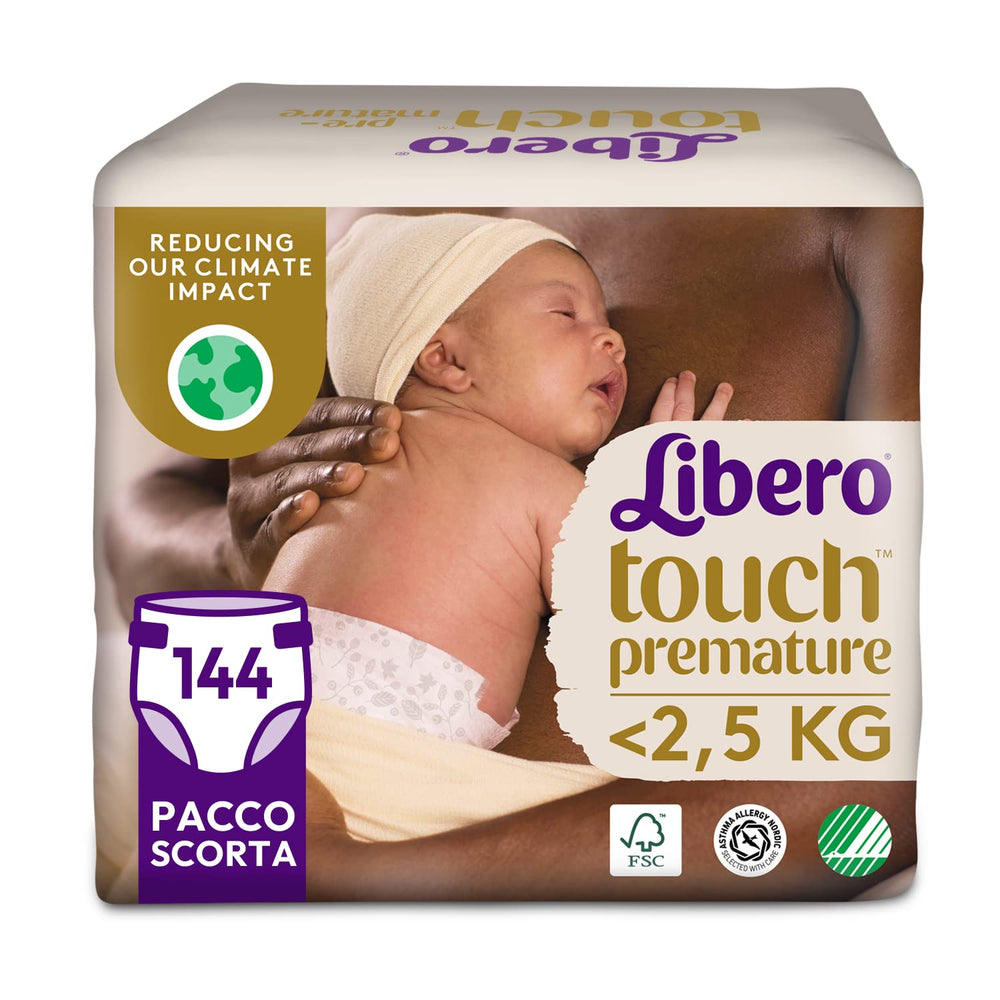 Pieluchy Libero Touch Open, 144 pieluszki dla wcześniaków <2,5 kg, 6 opakowań po 24 pieluszki jednorazowe