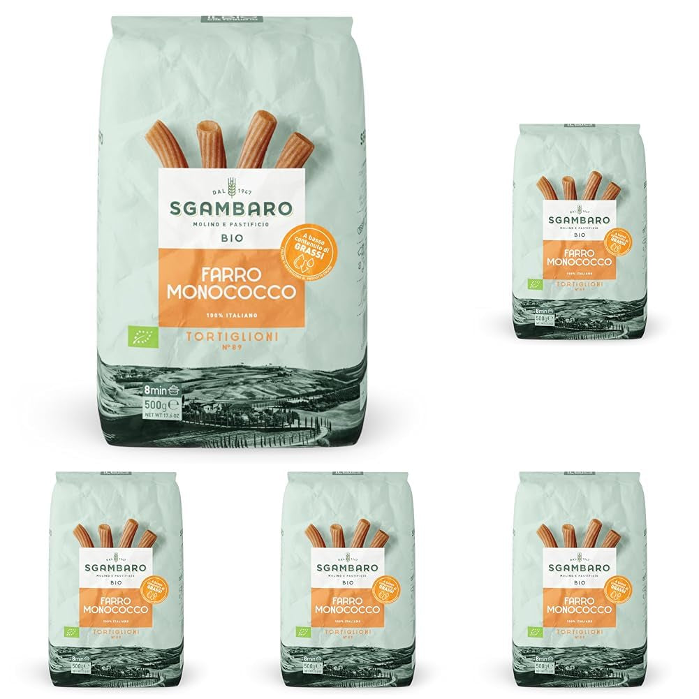 Ekologiczny Makaron Tortiglioni Nr 89 - 500g Makaron pszenny o obniżonej zawartości tłuszczu – Niska zawartość tłuszczu – Źródło błonnika i białka