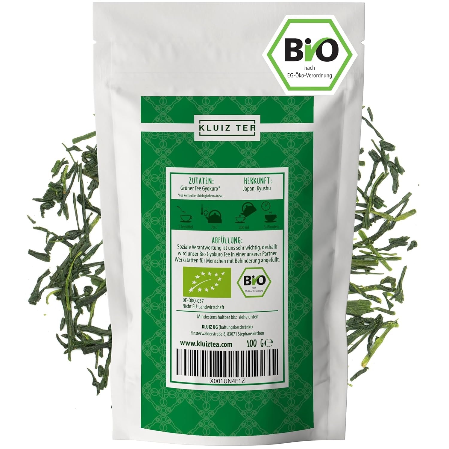 KLUIZ Gyokuro Tokiwa organic - Prima recoltă culeasă manual - Ceai verde japonez I 100 grame I Ceai verde organic