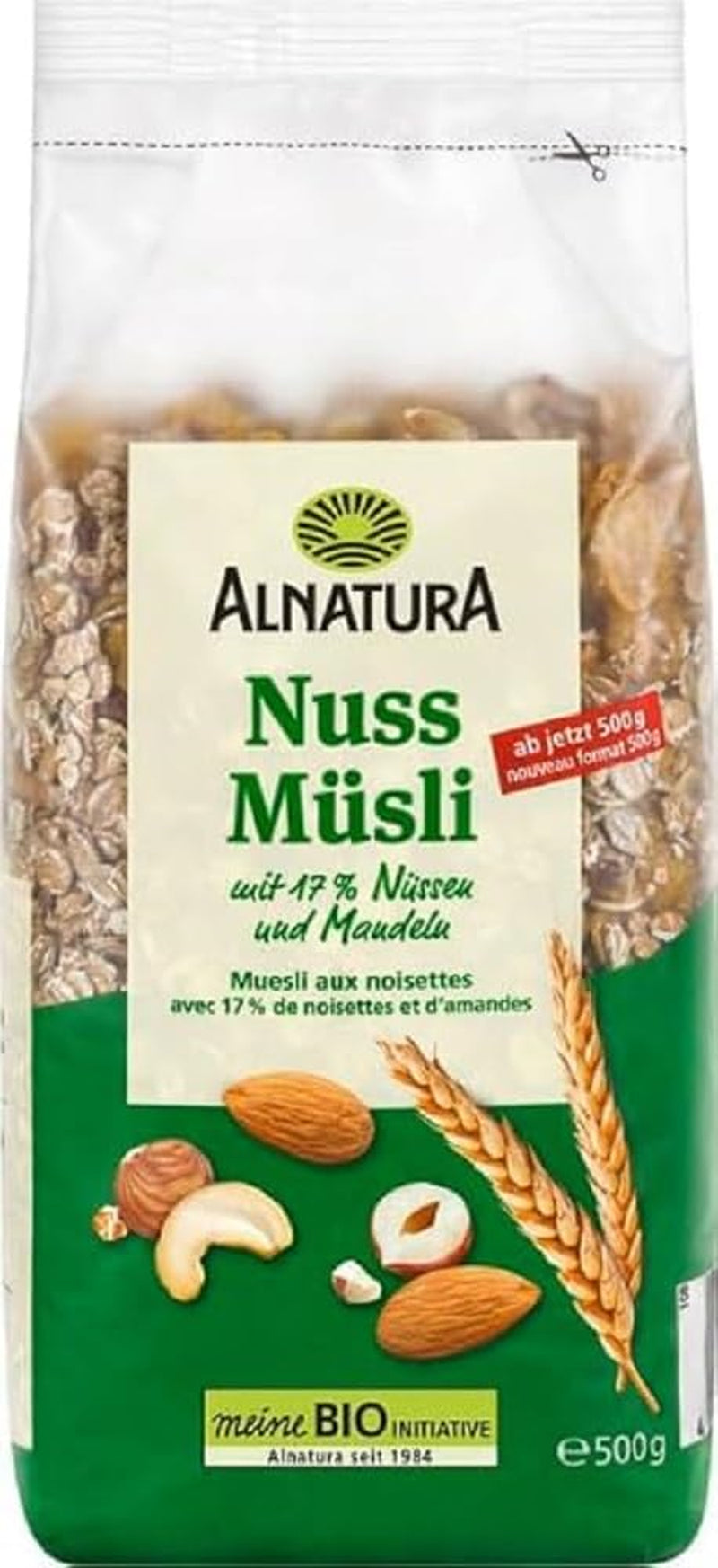 Organiczne musli z orzechami, 17% orzechów i migdałów, 0,5 kg