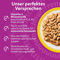 Hrană umedă Whiskas 7+ pentru pisici, selecție de păsări de curte în sos, 24 x 85 g (2 pachete) – Hrană umedă de înaltă calitate, de la 7 ani, în pliculețe cu 48 de porții