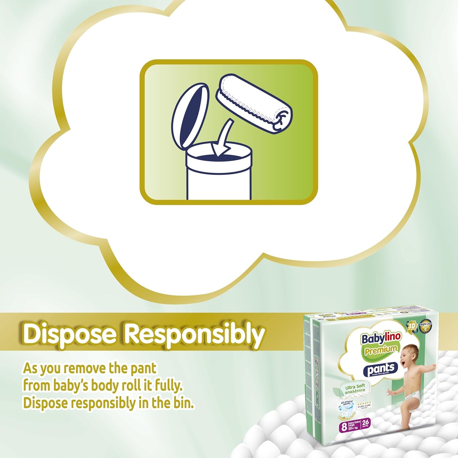 Spodnie Premium rozmiar 8 z ultramiękkim filtrem, XXL (20+ kg), 104 sztuki