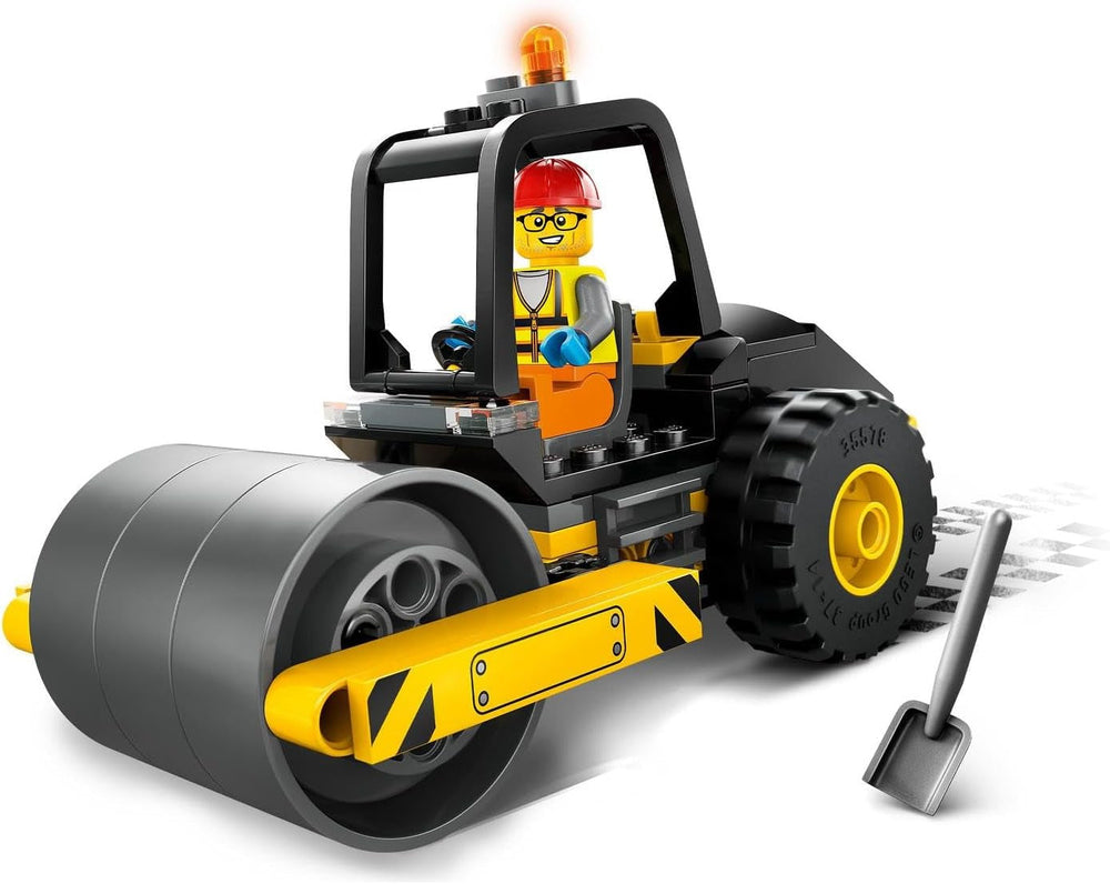 LEGO City walec budowlany dla 5-letnich dzieci walec parowy z minifigurką pracownika budowlanego pomysłowa zabawa dla chłopców i dziewcząt mały zabawny prezent 60401 zestawy konstrukcyjne Besuche den LEGO-Store