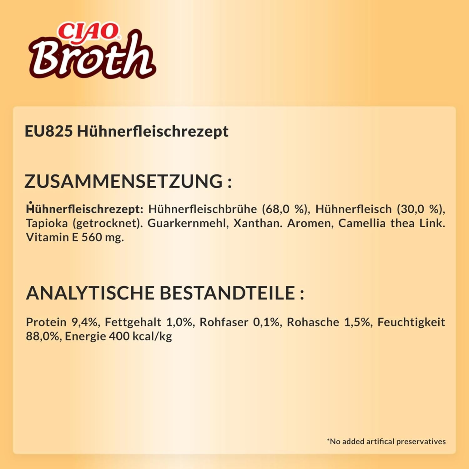 INABA Ciao Broth Hrană umedă pentru pisici 88% umiditate și vitamina E, supă premium pentru pisici cu pui 40g (pachet de 12), carne 100% naturală, fără cereale, fără zahăr