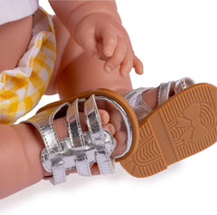 JC Toys - Lola Lemon Twist Puppe, 36 cm, miękki winyl, uśmiechnięta twarz, sitzende Puppe, Kleidung mit Vichy und Sandalen, Mädchen, 2 Jahre