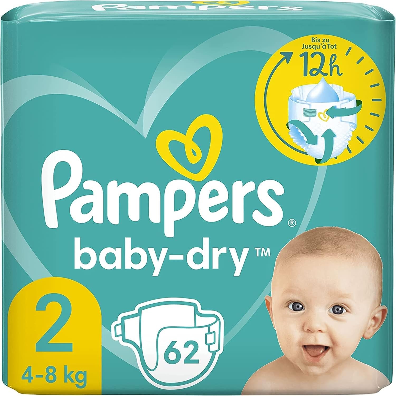Pieluszki Pampers Baby-Dry rozmiar 8, 43 pieluchy, od 19 kg, opakowanie Jumbo+