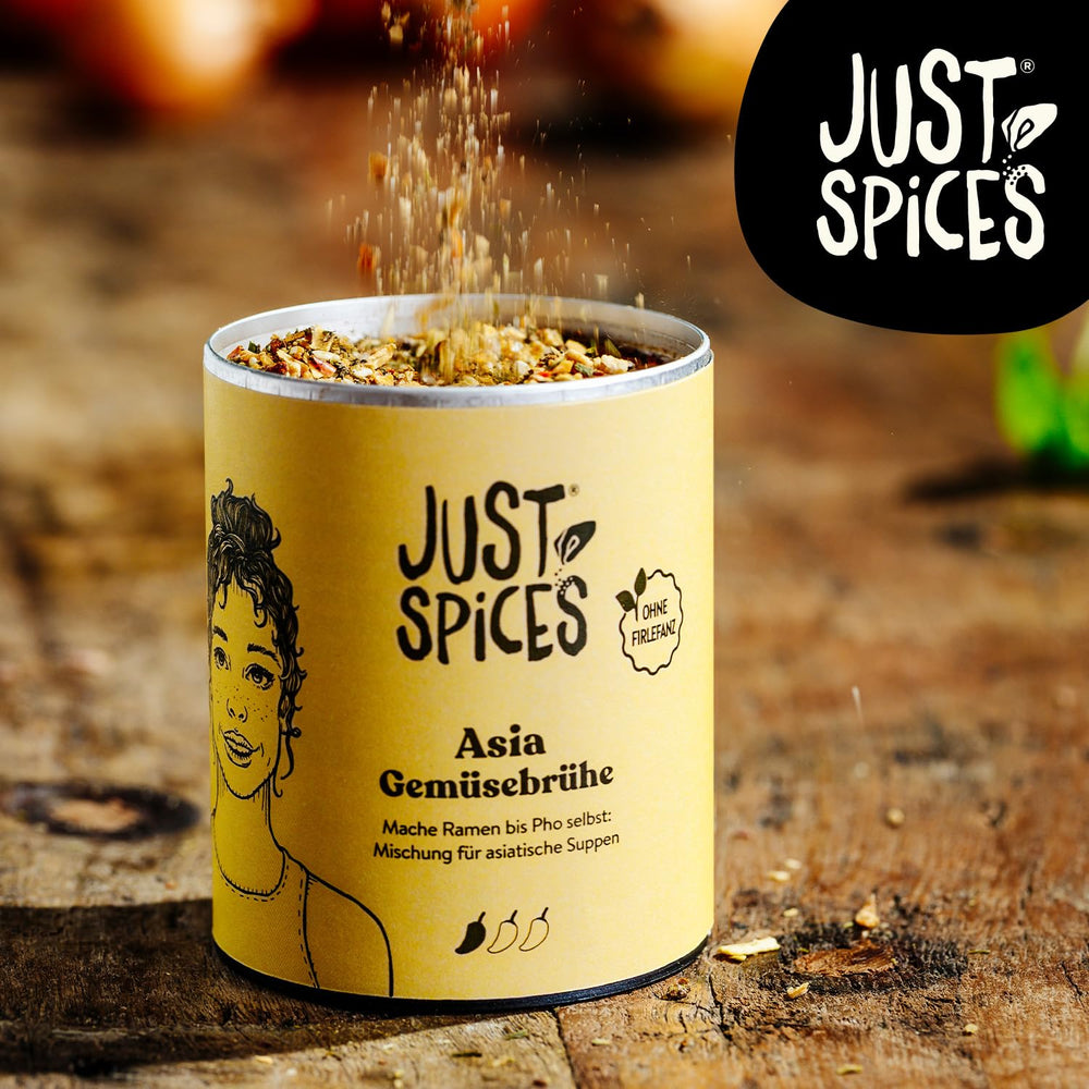 Just Spices Asia Gemüsebrühe I Würze asiatische Suppen zu Hause selbst I Gewürzdose, 65 g