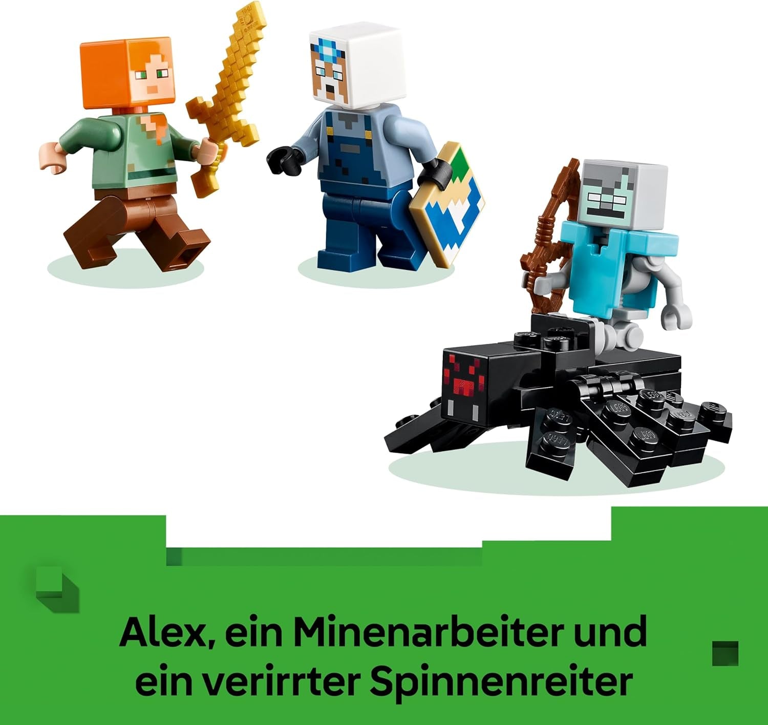 LEGO Minecraft Die Spitzhackenmine - Interaktywna gra dla dzieci - Alex, Minenarbeiter i Stray Spinnenreiter Figurki - Sammelbares Gamer Geschenk für Jungen & Mädchen ab 8 Jahren - 21277