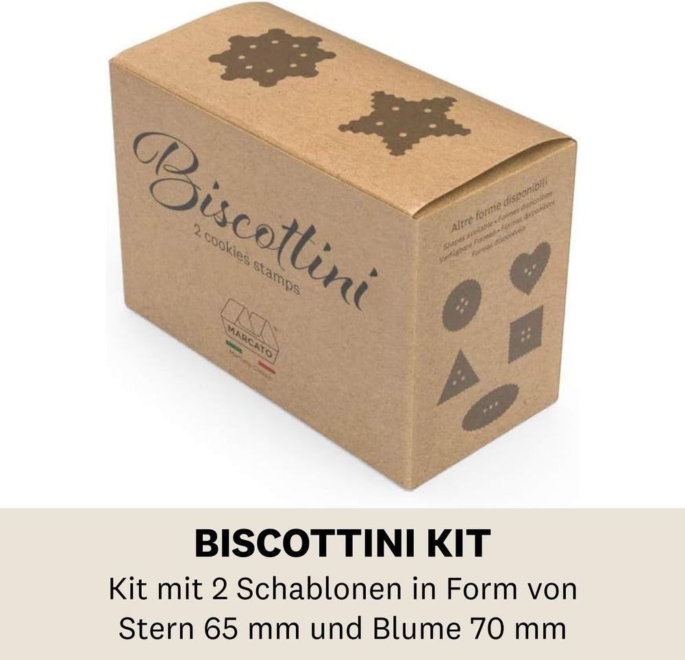 Set de forme pentru ravioli și biscuiți MARCATO, aparat de făcut ravioli, formă pentru biscuiți, lemn masiv și fontă, fabricat în Italia, formă de stea 65 mm + formă de floare 70 mm