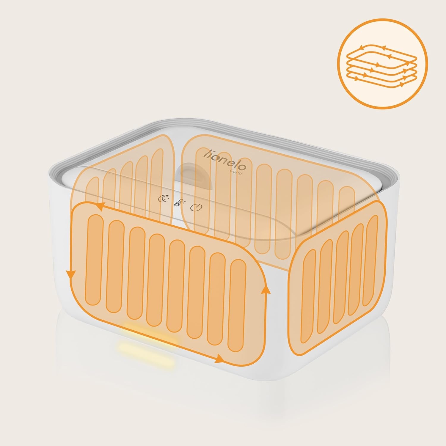 Lionelo BABYBLISS 20W Podgrzewacz do chusteczek nawilżanych i małych ręczników, 20W dla niemowląt, wbudowana lampka nocna, 3 stopnie ogrzewania, panel dotykowy, utrzymuje wilgotność chusteczek