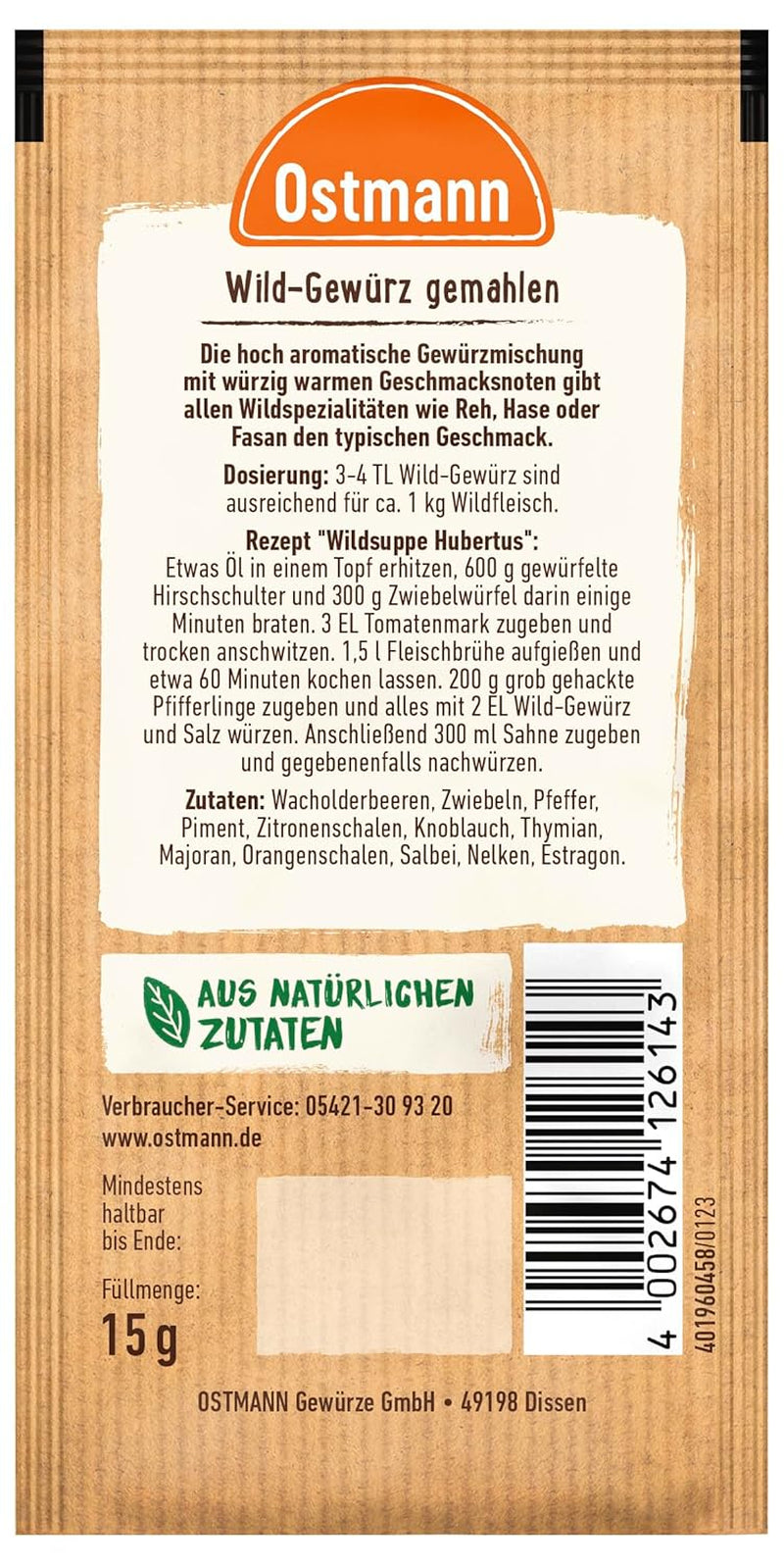 Ostmann Wildgewürz gemahlen, 1 opakowanie (1 x 15 g)