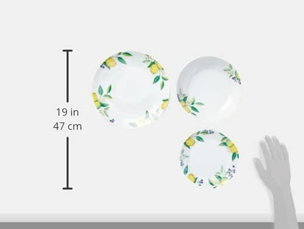 Serviciu de masă Excelsa Lemon, 18 piese, porțelan, Bianco/Limoni Seturi vesela masa Naty Shop