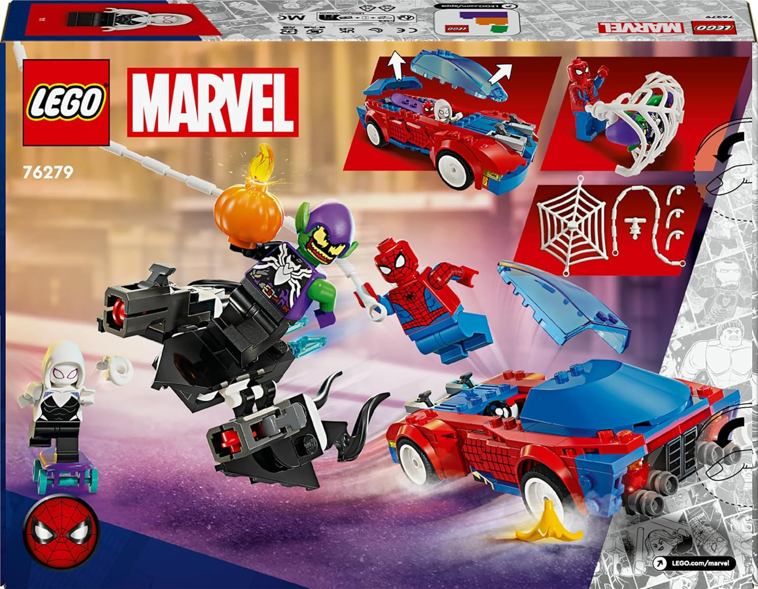 LEGO Marvel Spider-Man Samochód wyścigowy i Venom Green Goblin, Spider-Man do odgrywania ról Zabawka z figurkami superbohaterów i samochodem do zbudowania, prezent dla dzieci, chłopców i dziewcząt w wieku 7 lat 76279 Zestawy do budowania Szukaj sklepu LEGO