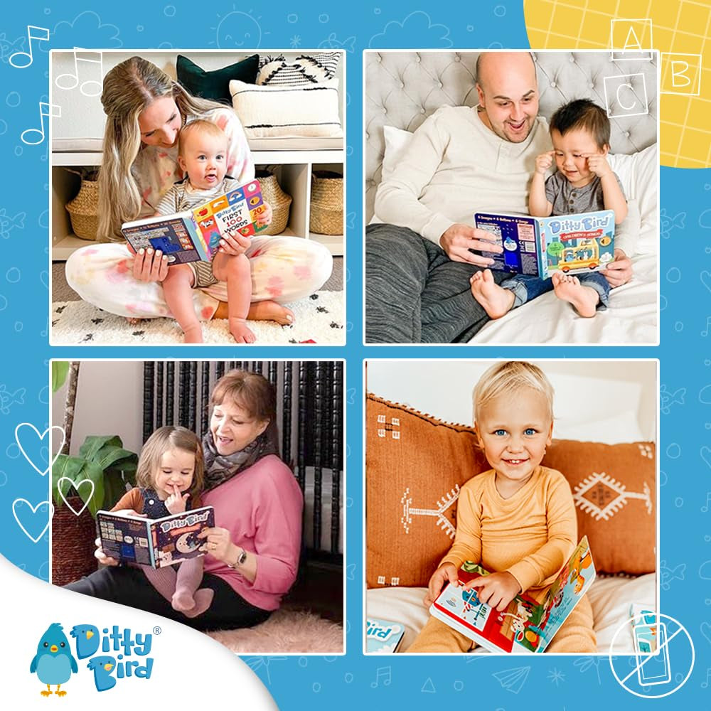 Ditty Bird animale de fermă: Carte sonoră interactivă cu sunete realiste de animale. Ideală pentru copii mici (1-3 ani). Cărți robuste, senzoriale pentru bebelușii iubitori de animale. Jucarii Bebe Naty Shop