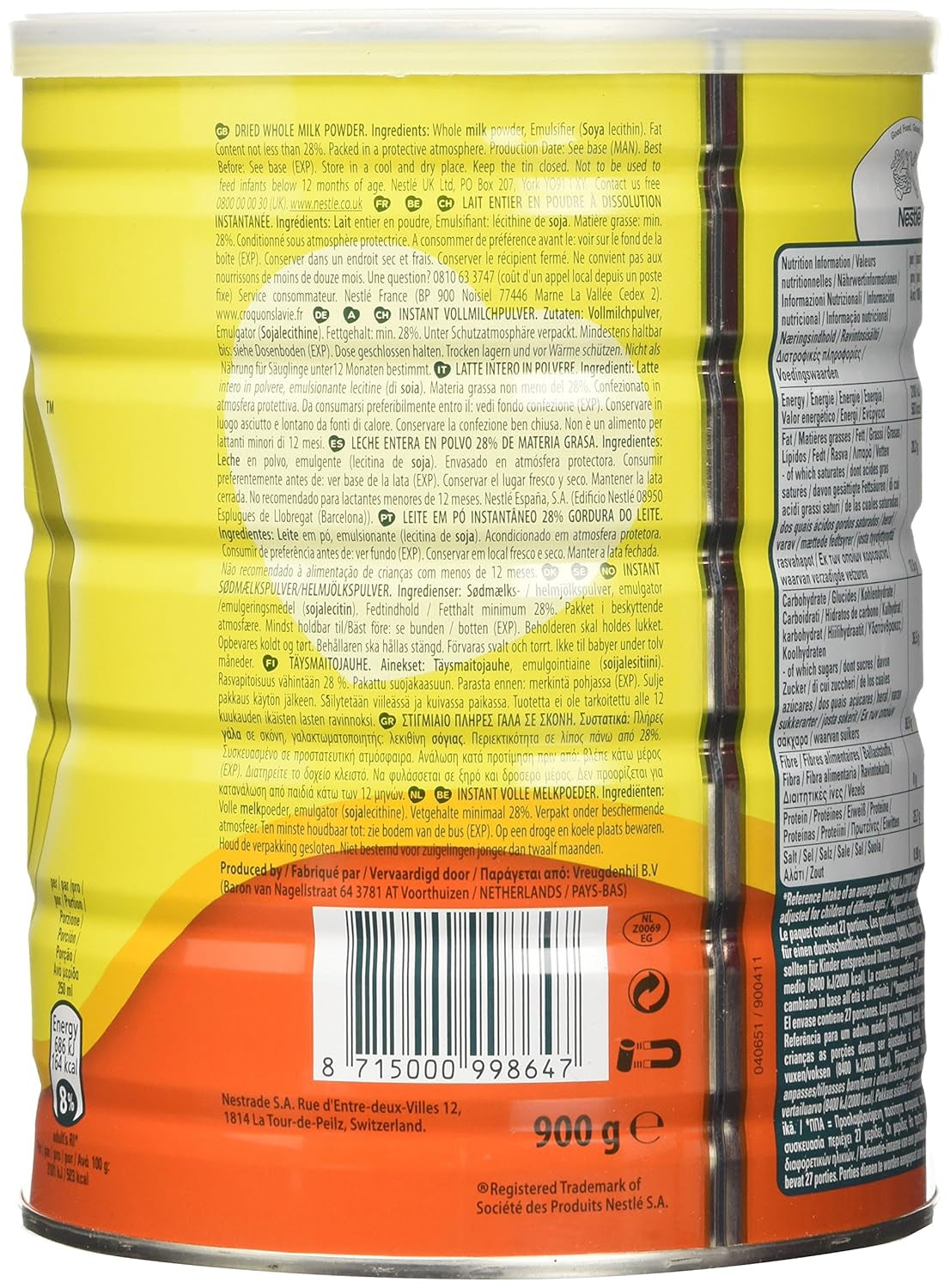 Nestlé Nestlé Pełne mleko w proszku błyskawiczne 900 g