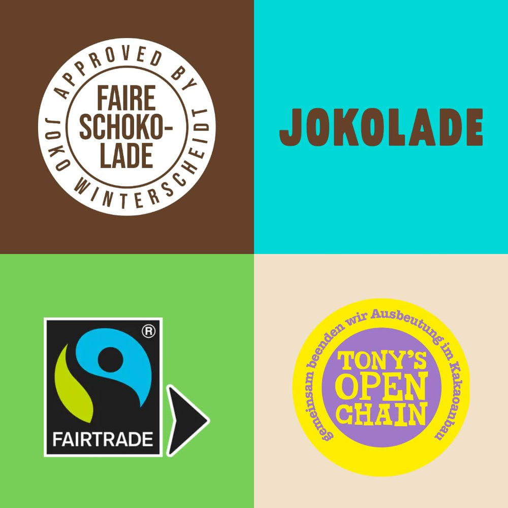 JOKOLADE PRALINE Pudełko 80g | Obfite nadzienie z kremem nugatowym z orzechów laskowych i frytkami | Czekolada Fair Trade od Joko Winterscheidt