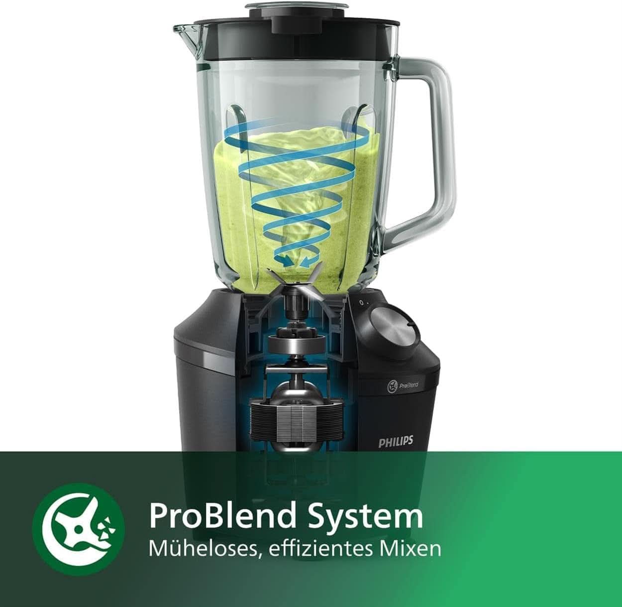 Mikser stojący i ekspres do smoothie Philips – 600 W, 2-litrowy becher, aplikacja Homeid, 2 Geschwindigkeitsstufen + funkcja impulsowa, Problend, funkcja kruszenia lodu (HR2291/41) Kuchnia Naty Shop