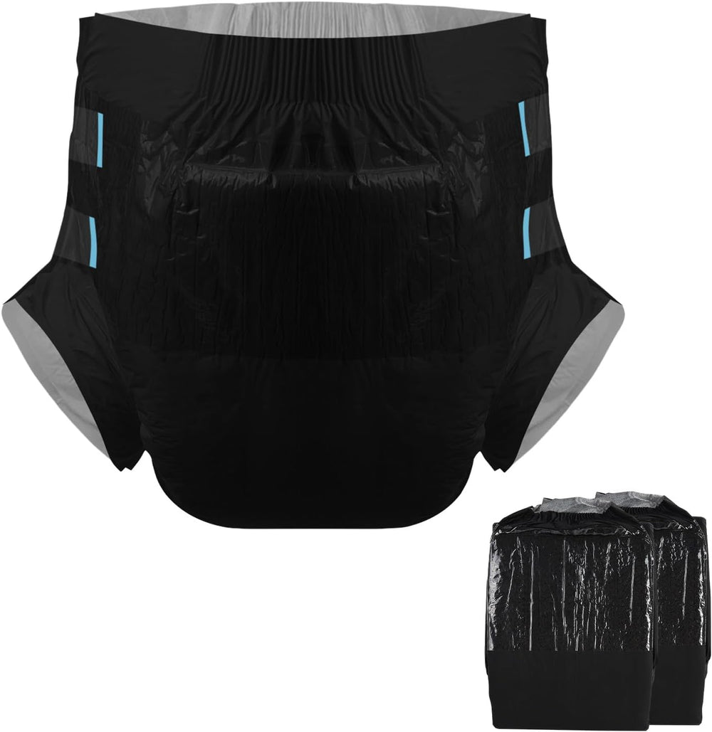 Pieluchy dla dorosłych CutiePlusU, sucha powierzchnia, maksymalna chłonność przez noc, jednorazowa pieluszka dla osób nietrzymających moczu – niebieska, 2 szt. (średnia 71–96 cm)