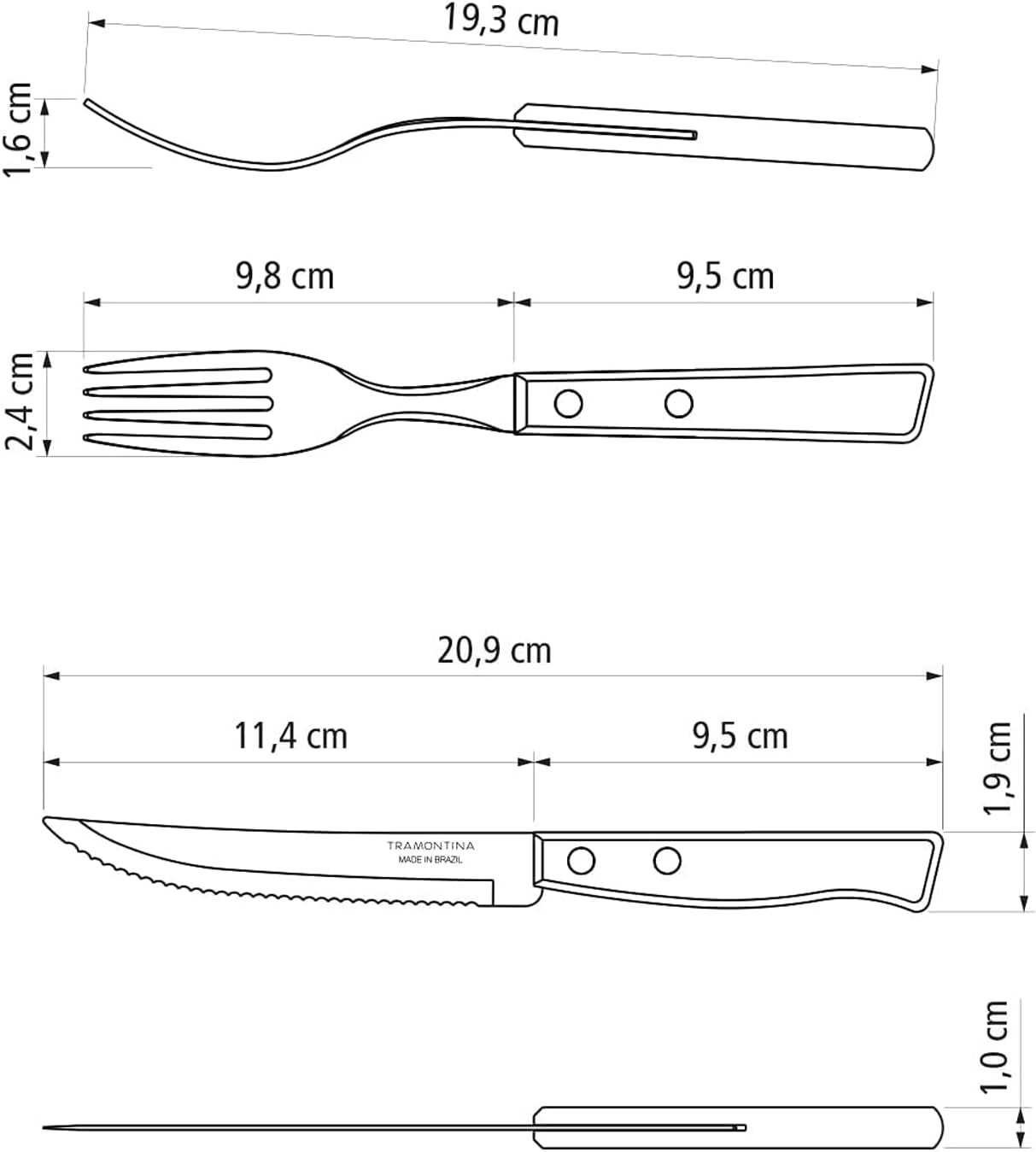 Zestaw sztućców Tramontina TRADYCYJNY Dla 6 osób, 24 sztuki Kuchnia Naty Shop