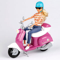 Isabella Gelenkpuppe mit Roller, 30 cm, Motorrad-Spielzeug, w tym akcesoria, Sonnenbrille, Handy, Selfie-Halterung, Helm, Orzeźwienie, Puppen für Mädchen, Geschenke ab 3 Jahren (47812)