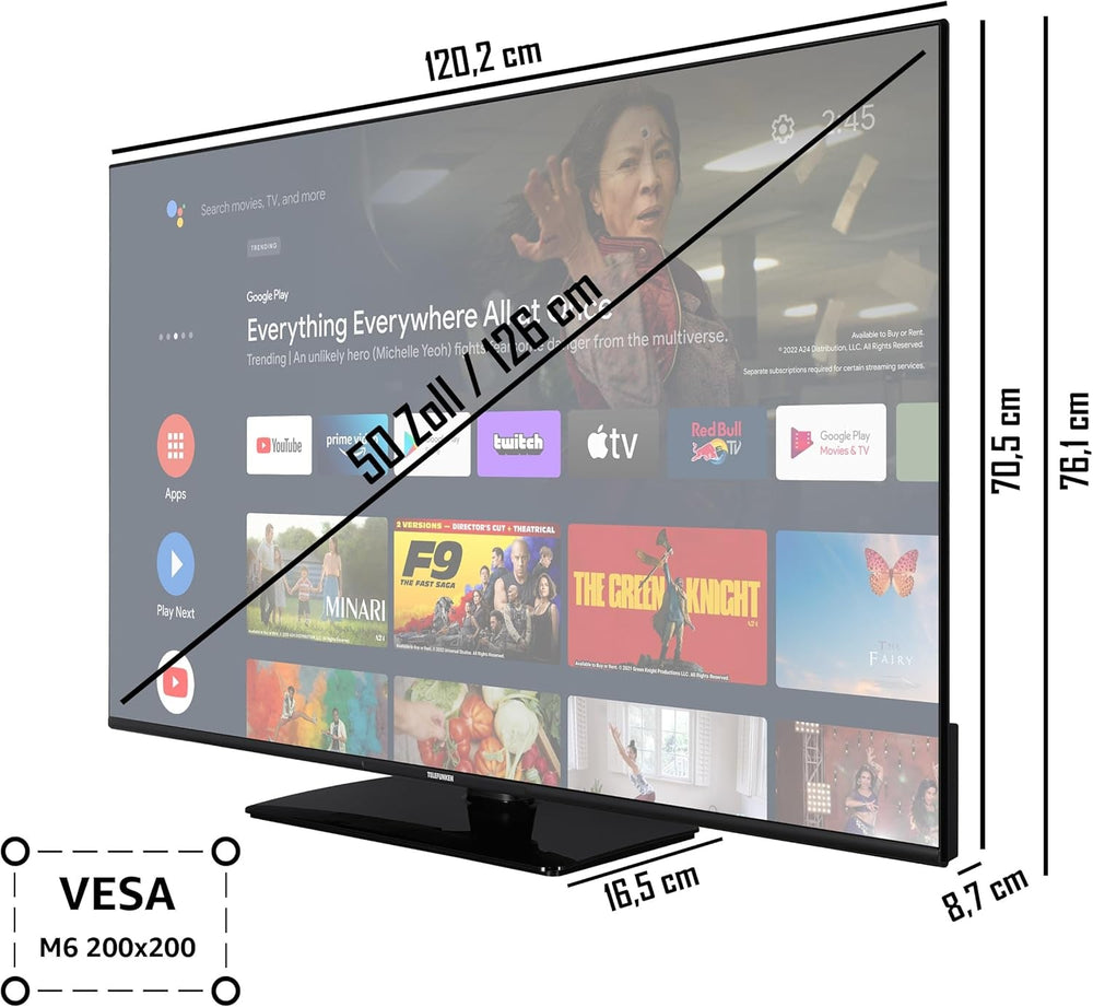 TELEFUNKEN XU50AN754M Televizor de 50 de inci/Smart TV cu Android (4K Ultra HD, HDR Dolby Vision, triplu tuner, Bluetooth, Dolby Atmos) [2023]