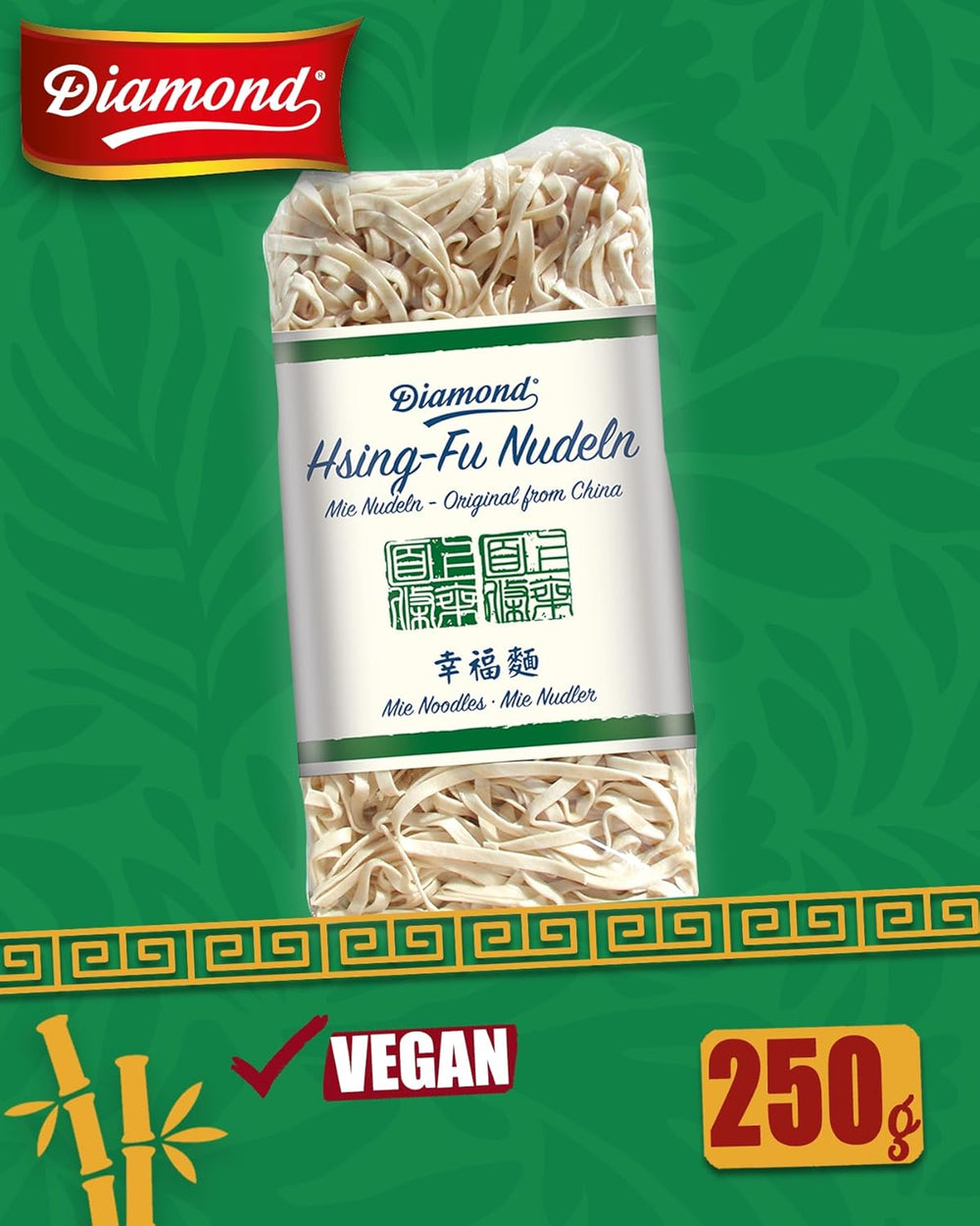 DIAMOND Hsing-Fu Noodles, Mie Azjatycki makaron z mąki pszennej do dań z woka i smażonych na woku - 12 x 250 g