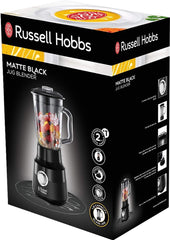 Mikser stojący Russell Hobbs [1,5 l szkła] Matt Schwarz (silnik Starker 0,9 PS, funkcja impulsu/kruszenia lodu, Edelstahlmesser, mikser Bpa-Frei, Elektrischer Zerkleinerer, urządzenie do robienia smoothie) 24722-56 Kitchen Naty Shop