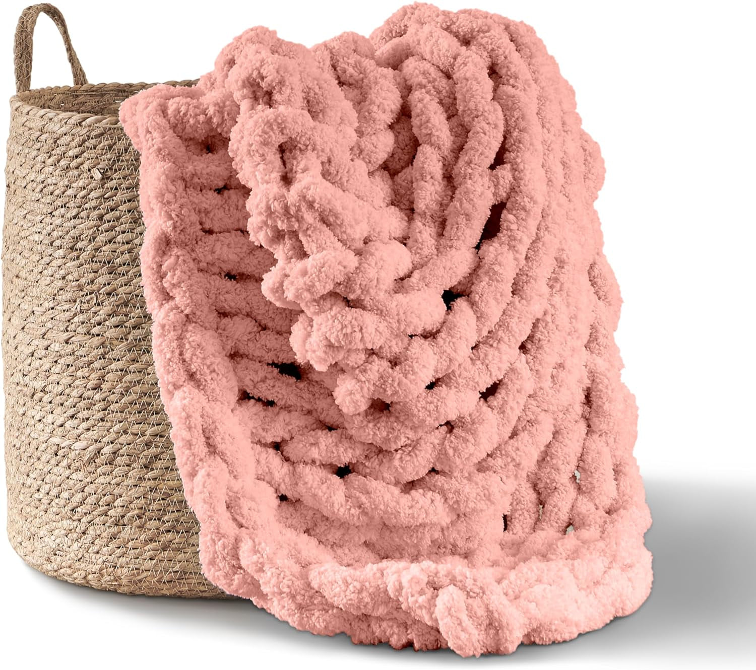 Gruby koc robiony na drutach, narzuta, 100% ręcznie robiony na drutach z przędzy szenilowej jumbo (127 X 152,4 cm, liliowo-szary) Łóżka i koce Adyrescia Shell różowy 50 „X60”