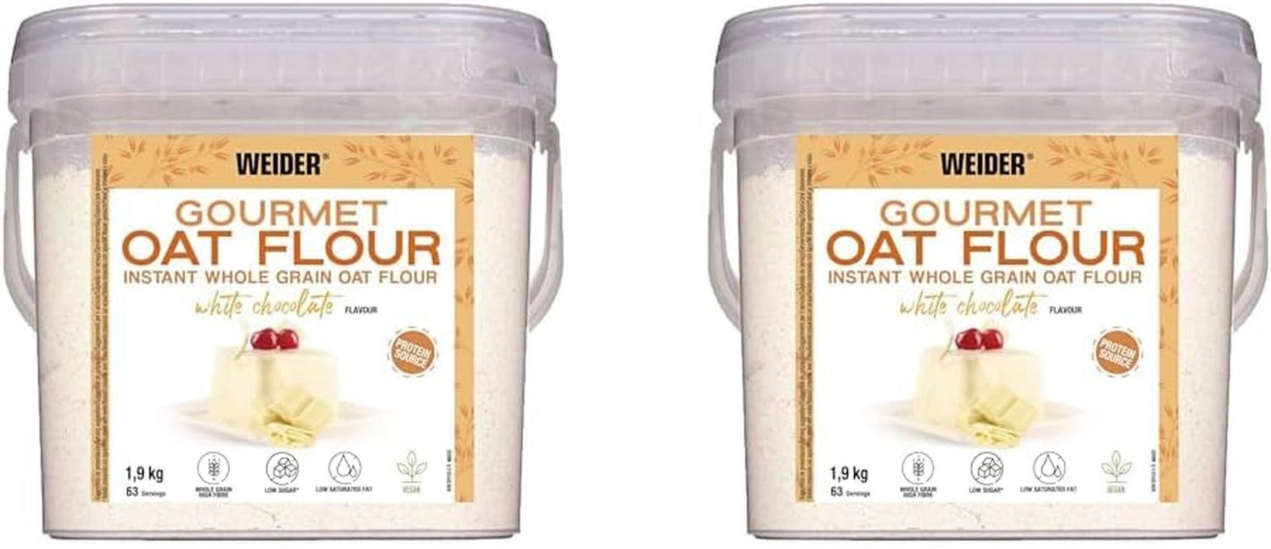 Weider Gourmet Płatki owsiane (1,9 kg) o smaku brownie. Pełnoziarniste płatki owsiane. Źródło białka o niskiej zawartości cukru.